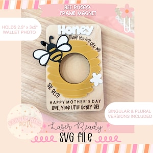 Bee Moederdag koelkast foto magneet SVG-bestand, kinderen Moederdag laser SVG, cadeaus voor moeder, commerciële svg, Moederdag digitaal bestand