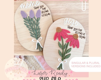Archivo SVG de imán para refrigerador con diseño floral para el Día de la Madre, SVG láser para el Día de la Madre para niños, Regalos para mamá, SVG comercial, Archivo digital para el Día de la Madre
