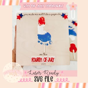 Archivo SVG láser de señal de huella del 4 de julio, Svg láser patriótico, Svg láser de paleta, 4 de julio, Svg de señal de bebé, Svg láser comercial,