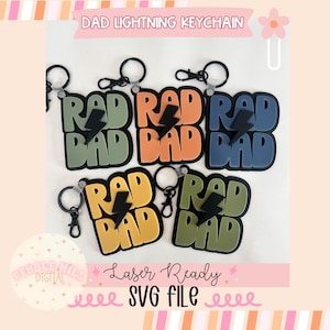 Rad Dad Blitz Schlüsselanhänger Laser SVG-Datei, Vatertag SVG, Schlüsselanhänger Laser SVG, Retro Dad Schlüsselanhänger, Geschenke für Papa, kommerzielle LaserSvg