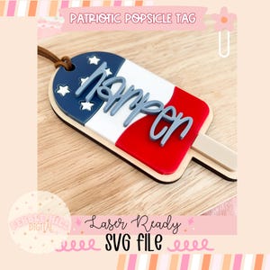 Archivo SVG láser de etiqueta de paleta patriótica, SVG láser patriótico, SVG de lazo rojo, blanco y azul, 4 de julio, SVG de señal de bebé, SVG láser comercial