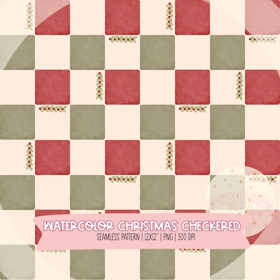 Christmas Checkered Seamless Pattern, Digital Paper, Digital Download, 300 DPI PNG, Red Green Christmas Seamless Png, Christmas Paper