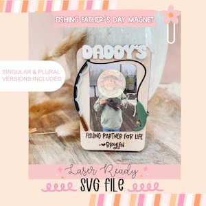 Fishing Buddy vaders foto magneet SVG-bestand, Kids Fathers Day laser SVG, cadeaus voor papa, commerciële svg, Vaderdag digitaal bestand,