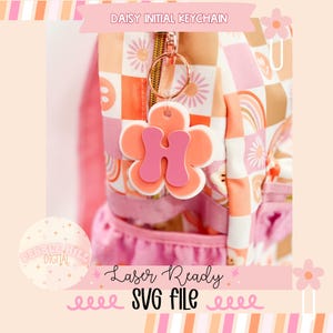 Daisy Initial Keychain Laser SVG File: Full Alphabet (Digital Download