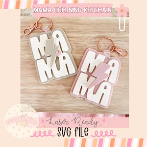Mama Lightning Bolt Schlüsselanhänger Laser SVG-Datei, Muttertag SVG, Schlüsselanhänger Laser SVG, Retro Mama Schlüsselanhänger, Geschenke für Mama, kommerzielle LaserSvg