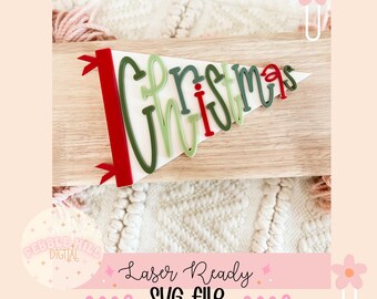 Christmas Pennant Flag Laser SVG, Digital Download, Pennant flag SVG, Christmas Sign laser SVG, Christmas decorations Svg
