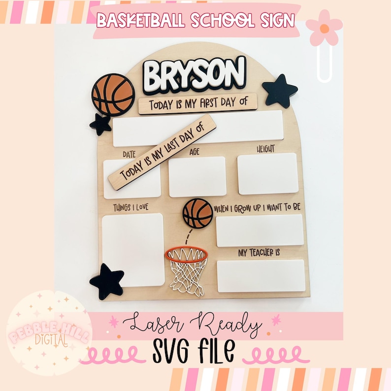 Basketball Back to School Sign SVG File, Back to School Svg, Digital ...