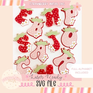 Fichier SVG laser étiquette sac à dos fraise, étiquette de sac à dos, porte-clé Laser SVG, porte-clé fraise, retour à l'école, Svg laser commercial