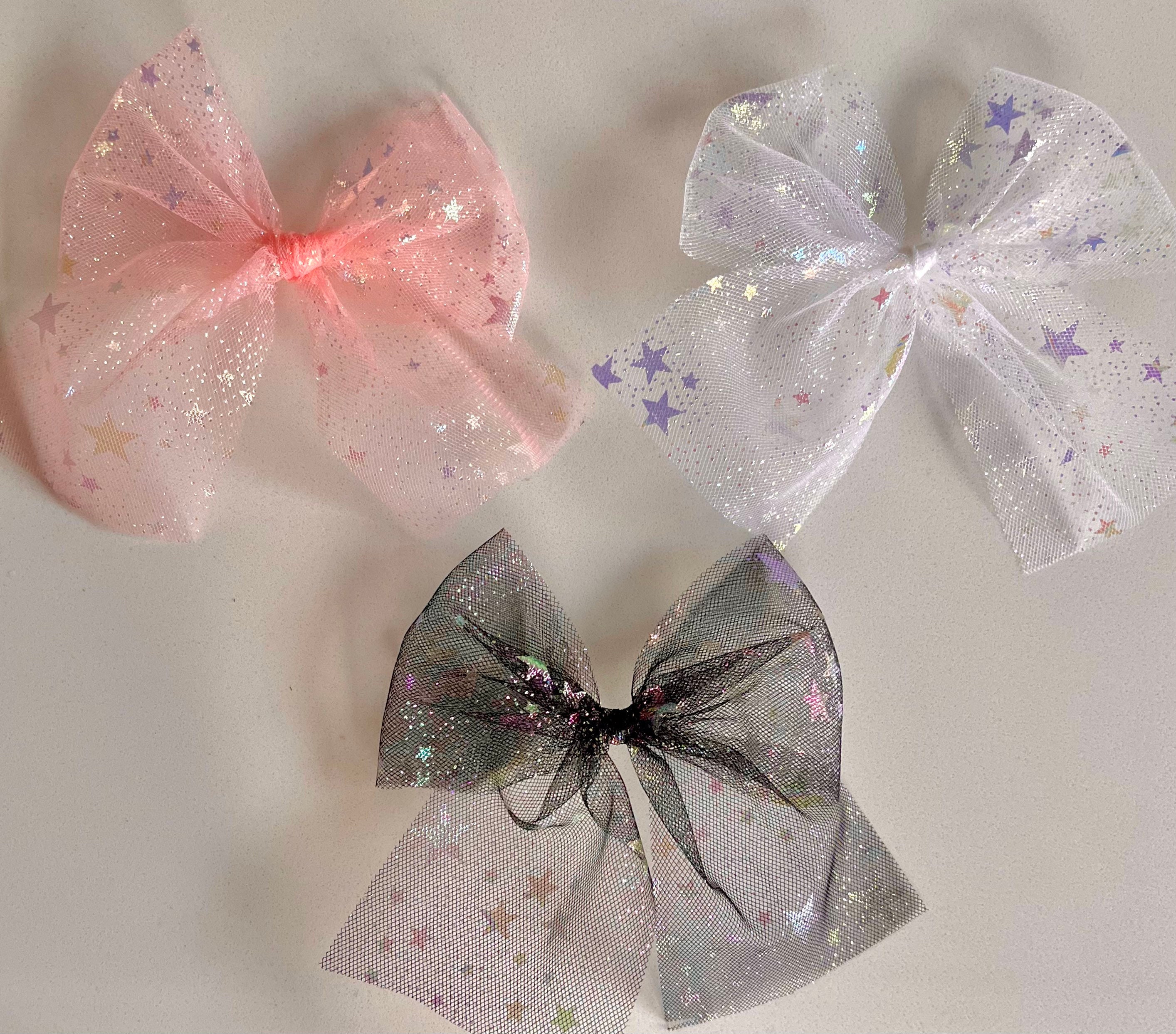 Iridescent and White Pom-Pom Gift Bow, 5.5 - Bows & Ribbons