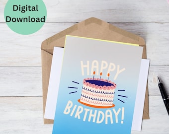 Birthday Card,Happy Birthday Card,Printable Card,Instant Download,Greeting Card
