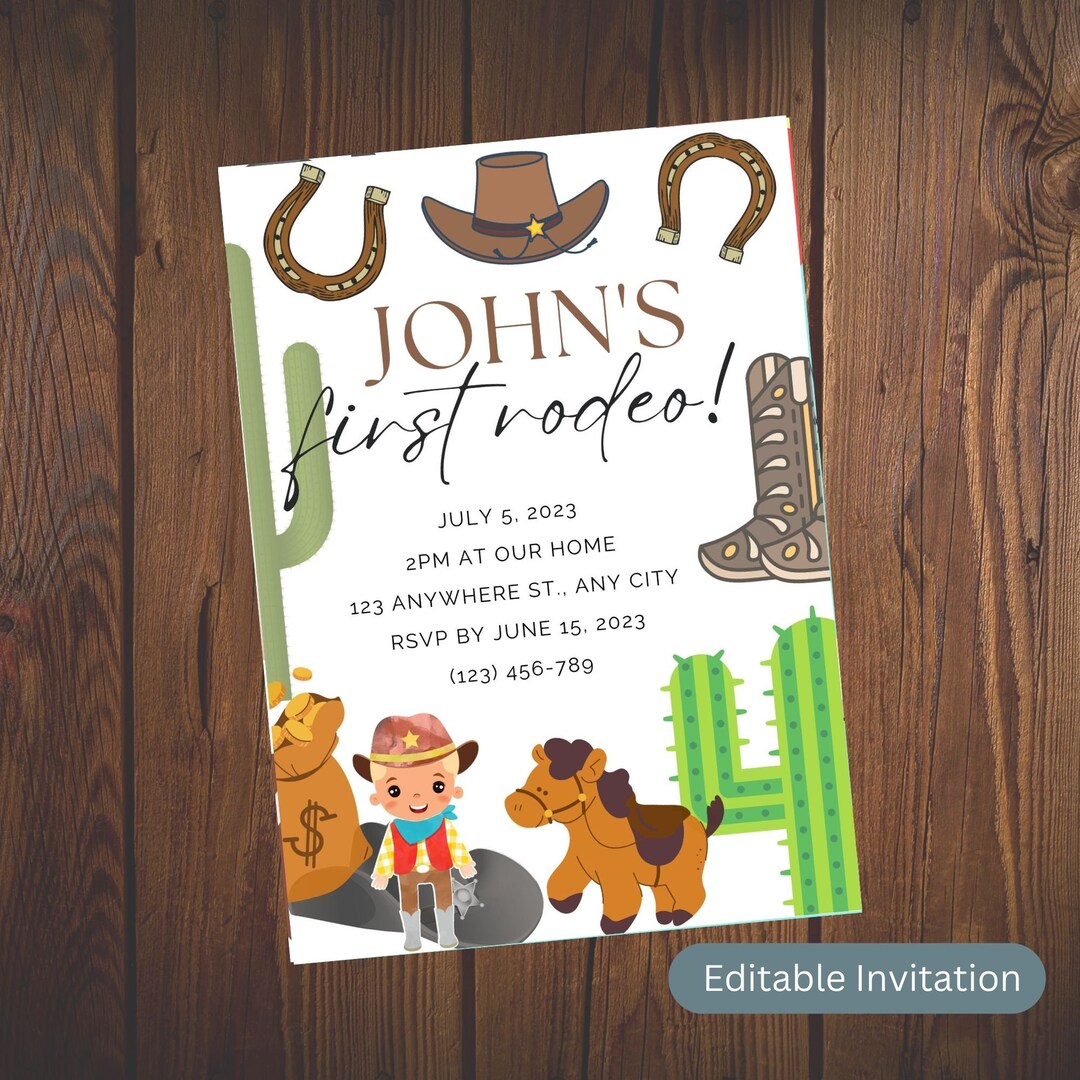My First Rodeo Invitatioons First Rodeo Invitation Editable Template - Etsy