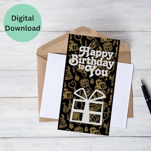 birthday card, happy birthday card, digital download, printable card