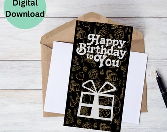 birthday card, happy birthday card, digital download, printable card