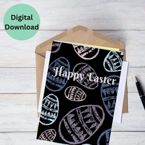 carte de joyeuses pâques, carte de pâques imprimable, téléchargement instantané, carte de pâques bon marché