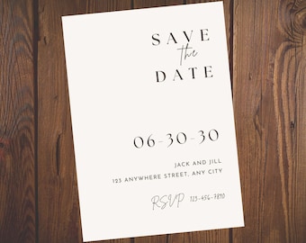 save the date simple modern editable wedding invitation template
