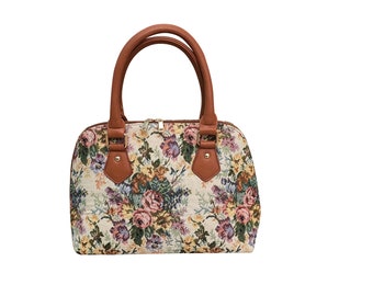 Gobelin-Handtasche mit Blumendekor