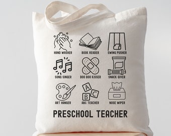 Preschool Teacher Tote Bag, PreK Tote Bag, Teacher Tote, Tote for Teacher, Teacher Bag, Funny Tote Bag, Gift for Preschool Teacher