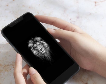 Fondos de pantalla de león para iPhone, fondos de pantalla únicos para iPhone, fondos de pantalla minimalistas para smartphone, fondo estético para iPhone, descarga digital instantánea