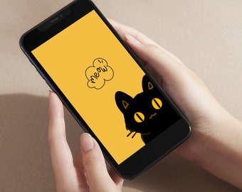 Fondos de pantalla de maullidos para iPhone, fondos de pantalla únicos para iPhone, fondos de pantalla minimalistas para smartphones, fondo estético para iPhone, descarga digital instantánea