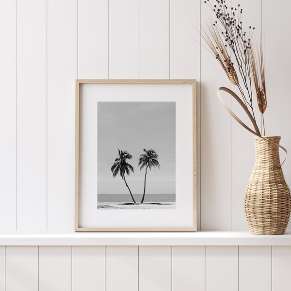 Black & White Palm Tree Print | Tropical Home Decor | Digital Download Printable