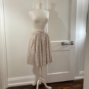Handmade vintage cotton neutral floral square dancing skirt
