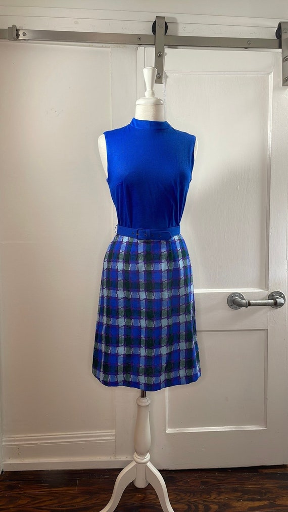 Vintage Holly Hill fit and flare plaid belted slee