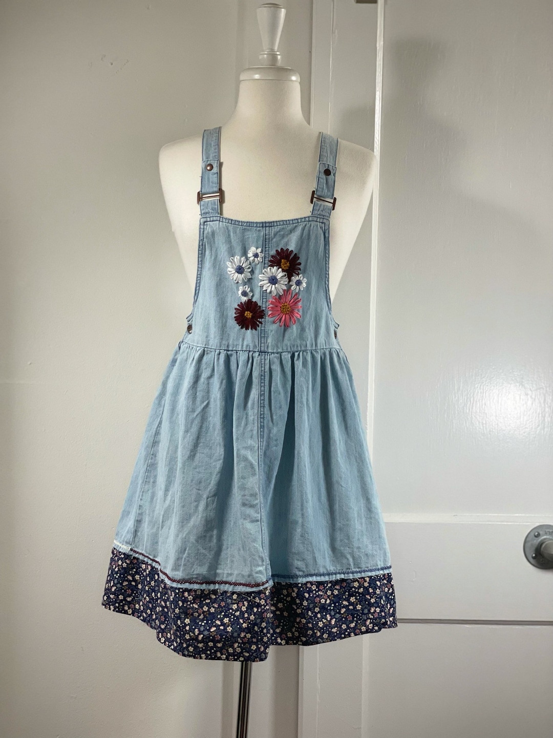 Hand Ribbon Embroidered Overall Dress over All the Wildflowers - Etsy