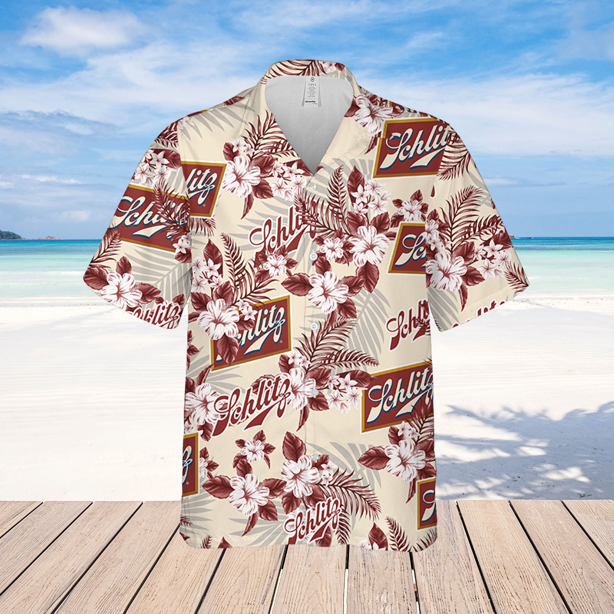 Discover Schlitz Hawaiian Flowers Pattern Shirt, tropical aloha Gift for Him and Her