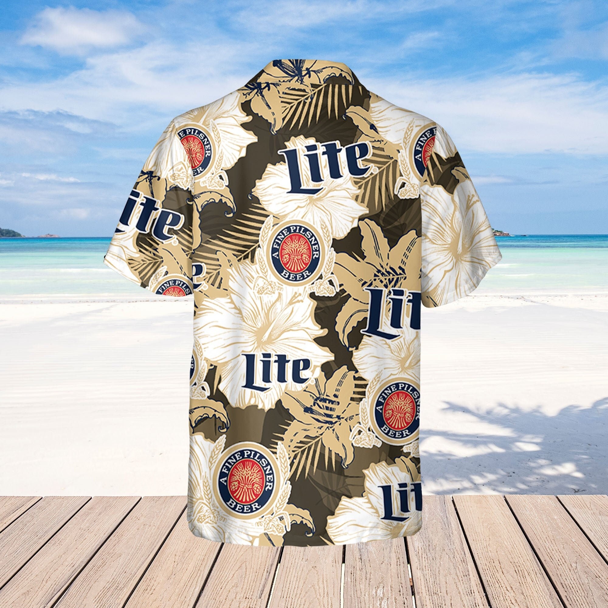 Miller Lite Hawaiian Floral Pattern, Miller Lite Baseball Shirt, sold ...