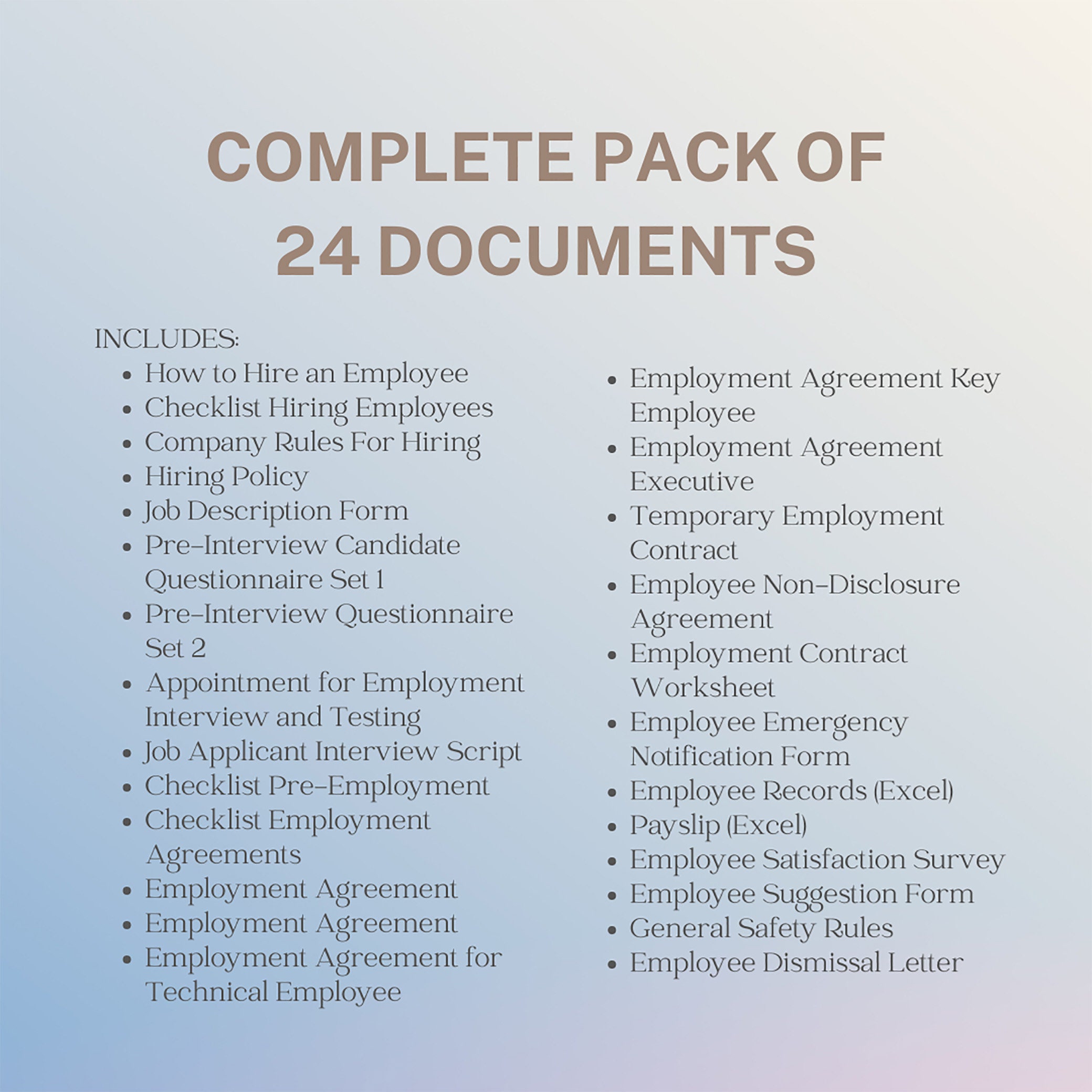 Comprehensive Employee Hiring Pack - Etsy
