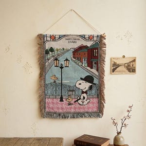 Cute Dog Cotton Rope Wall Hanging, Handmade Woven Tassel Tapestry, Cartoon Puppy Wall Decor, Housewarming Gift