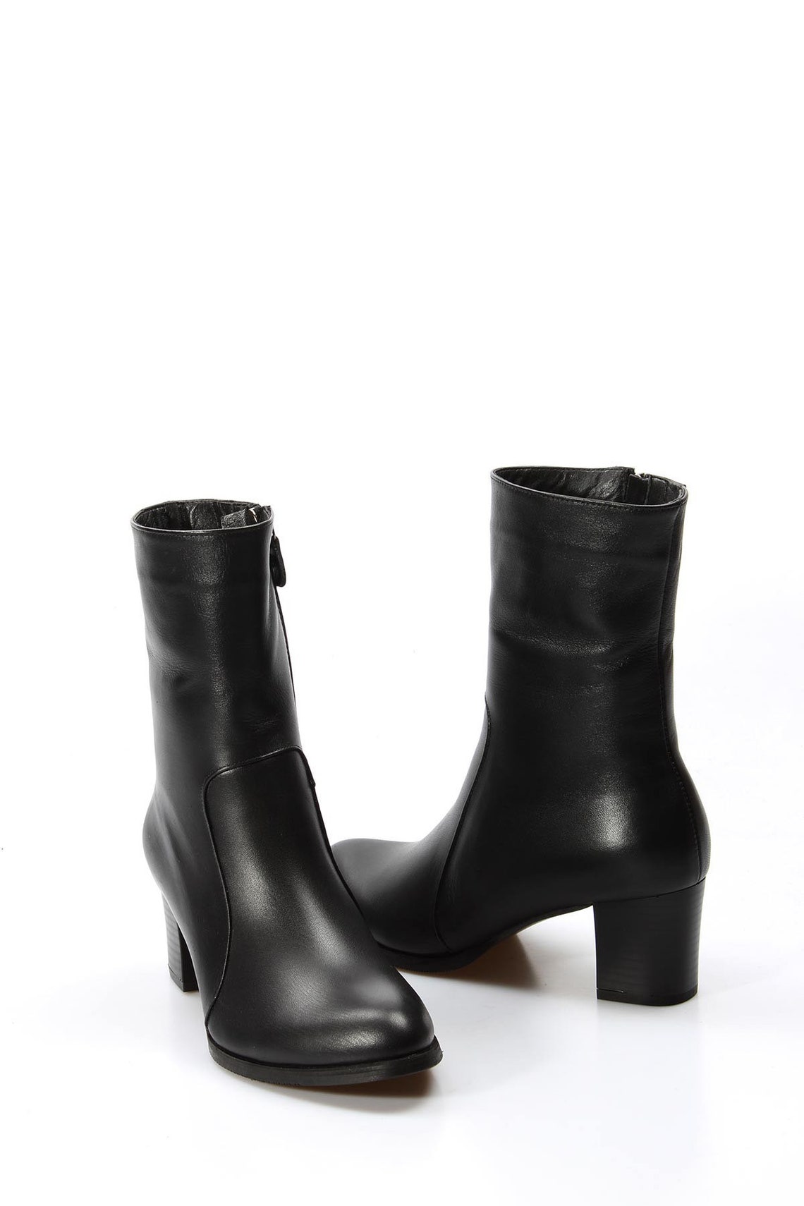 Leather Women Black Bootsblack Shoesbootiesheeled Boots - Etsy