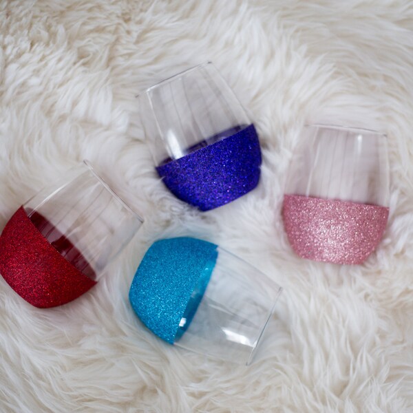 Glitter Wine Glasses Etsy
