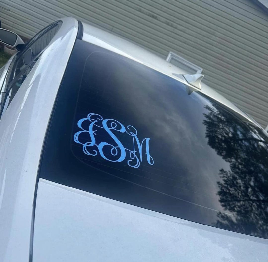 Monogram Decal Interlocking Vine Font Car Decal - Etsy