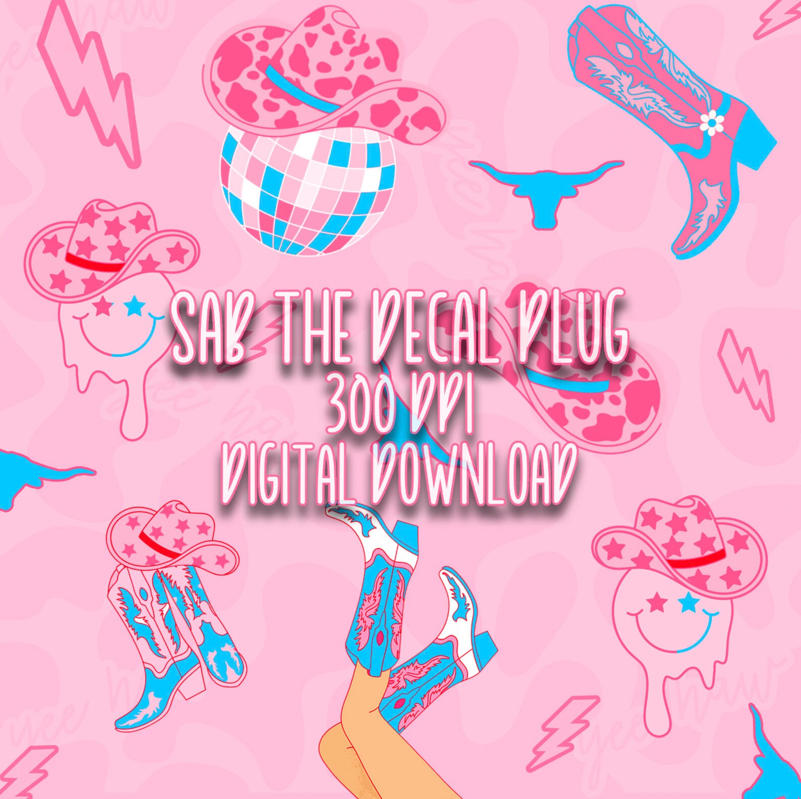 Pink Cowboy Western Background Wallpaper Digital Download Western