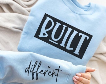Gildan 18000 Built Different Sweatshirt - Unique Motivational Sweater - Custom Empowerment Shirt - Self-Expression Crewneck - Stand Out Top