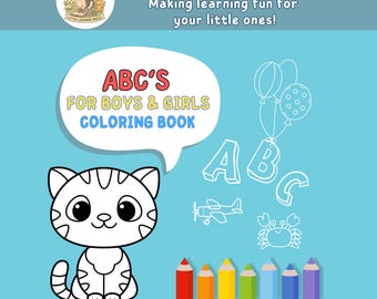 Livre de coloriage ABC pour garçons et filles - lettres de l'alphabet de A à Z imprimables - activité numérique pour tout-petits - pages à colorier éducatives amusantes pour les enfants