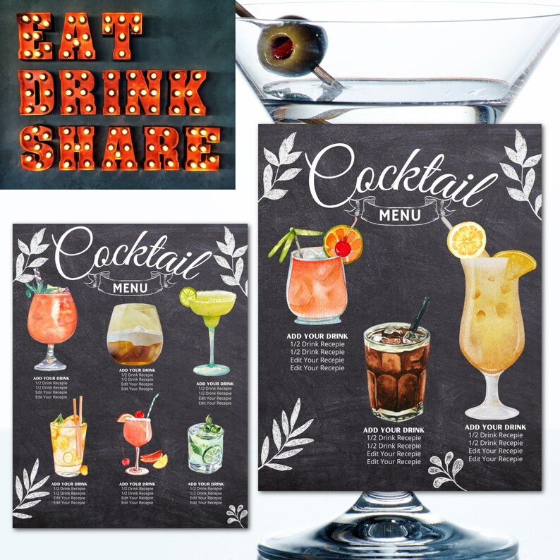 50 Cocktail Aufkleber Set - 3-7cm Scrapbook Sticker Für Deko & Basteln