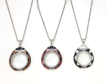Ladybug Magnifying Glass Pendant Necklace, Magnifier Necklace, Gift for Kids, Gift for Readers