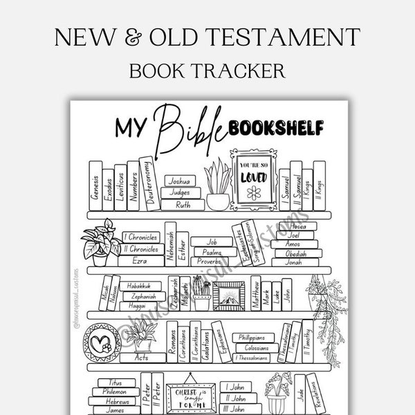 BIBLE READING TRACKER | Colouring page for adults, teens & kids | Books of the Old + New Testament | Digital download + Printable version