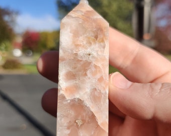 Brecciated Pink Agate Tower A with sparkly druzy