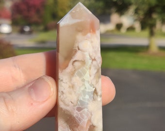 Gorgeous Green Flower Agate Tower U-B