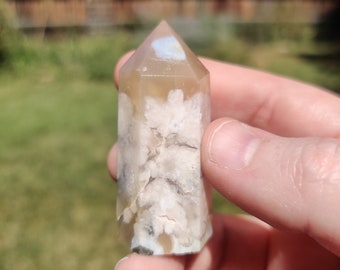 Gorgeous Green Flower Agate Tower C-E