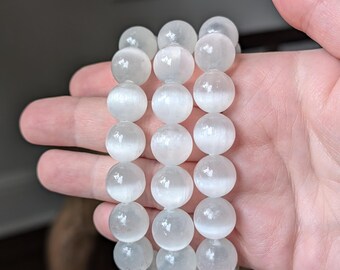 14 mm Satin Spar Selenite Bracelet