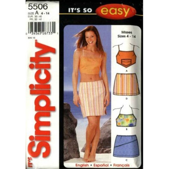 Vintage Simplicity 5506 Sewing Pattern: Misses Mini Skirt Top