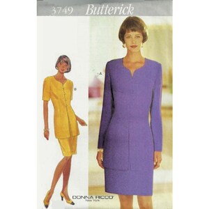Vintage ©1994 - Butterick #3749 Sewing Pattern - Misses&#39; 2pc Dress - Single Breasted Top & Pencil Skirt by Donna Ricco