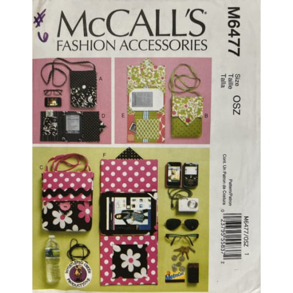 McCall's Fashion Accessories #6477 Sewing Patterns -  Electronic Device Carrying Case in Two Sizes and E-Reader Cover in Three Sizes