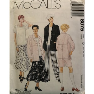 McCall&#39;s 8075 Sewing Pattern - Misses&#39; Unlined Jacket, Top, Pull-on Pants, Pull-on Shorts and Pull-on Skirt - Size 12-14-16