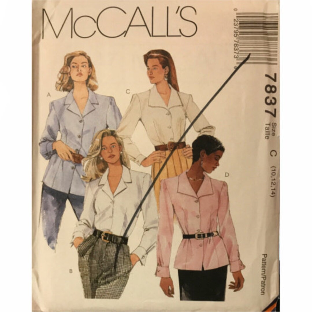 Vintage 1995 Mccall's Blouse Sewing Pattern 7837 - Size 10-14 - Etsy