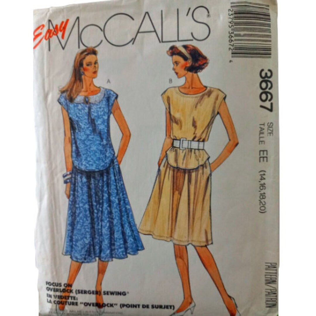 3667 Mccall's 3667 Misses Ladies Round Neck Short, Sleeve Top and Flared ...